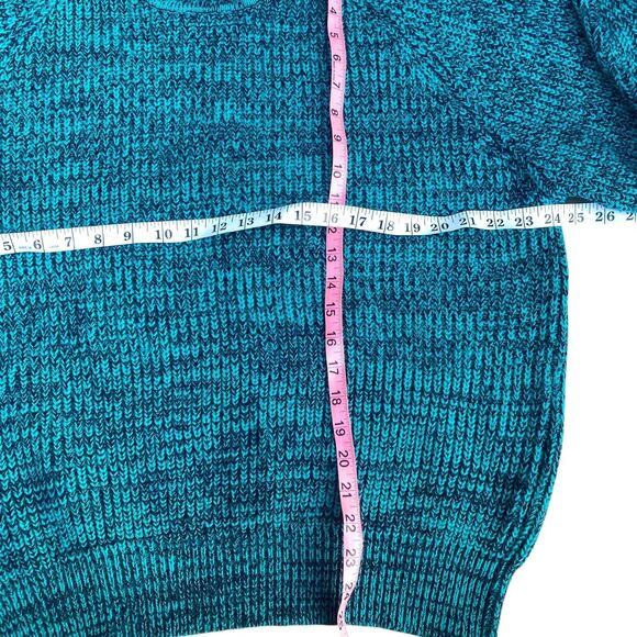 Vtg Strawbridge & Clothier Size XL green navy marled chunky pullover sweater - Picture 8 of 8